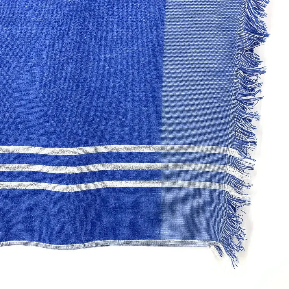 TEKLA x MR PORTER Blue Striped Fringed Beach Towel NWT Embroidered Exclusive